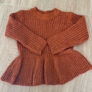 3T peplum fall knit sweater in burnt orange